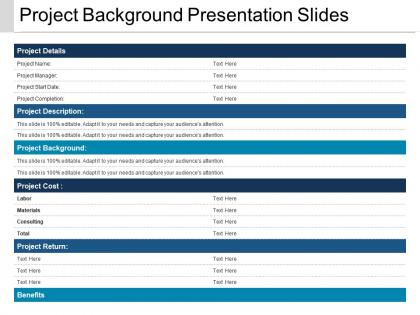 Project background presentation slides