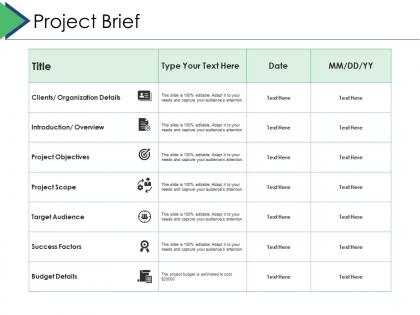 Project brief ppt powerpoint presentation slides sample