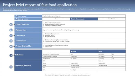 Project Brief Report Of Fast Food Application
