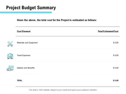 Project budget summary ppt powerpoint presentation ideas visuals