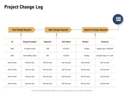 Project change log date raised ppt powerpoint presentation file icon