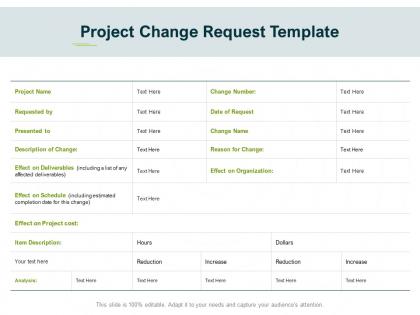 Project change request template ppt powerpoint presentation icon slideshow
