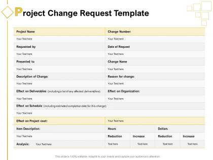 Project change request template ppt powerpoint presentation portfolio icons