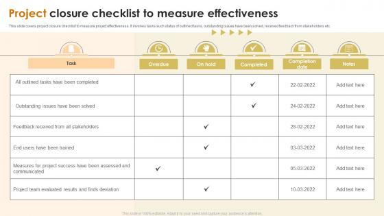 Project Closure Checklist To Measure Effectiveness