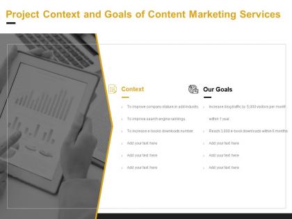 Project context and goals of content marketing services ppt powerpoint presentation infographics