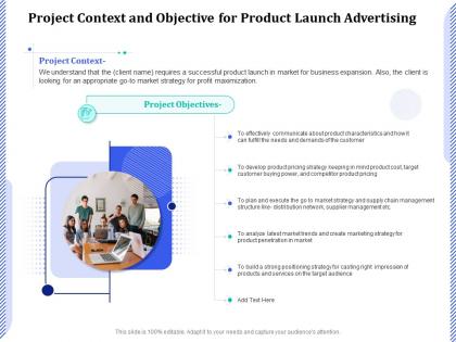 Project context and objective for product launch advertising ppt powerpoint presentation file