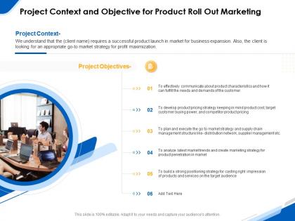 Project context and objective for product roll out marketing ppt powerpoint gallery