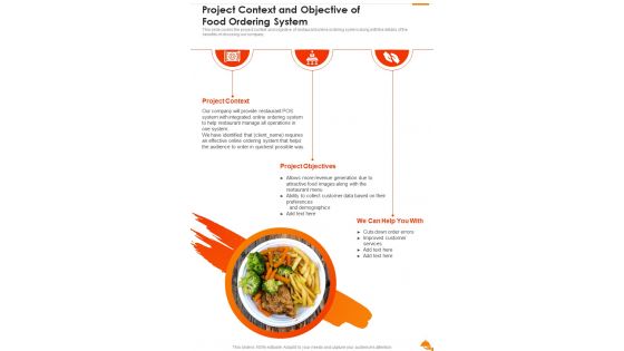 Project Context And Objective Of Food Ordering System One Pager Sample Example Document