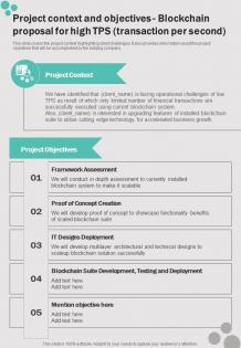 Project Context And Objectives Blockchain Proposal For High TPS One Pager Sample Example Document