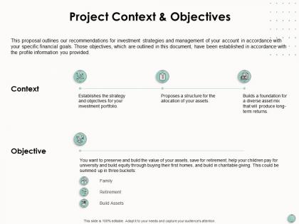 Project context and objectives build assets ppt powerpoint presentation icon skills