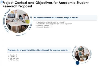 Project context and objectives for academic student research proposal ppt powerpoint tips