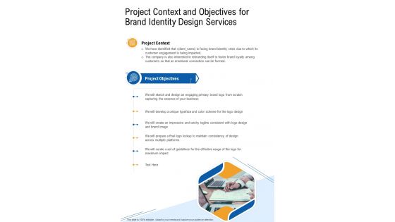 Project Context And Objectives For Brand Identity Design One Pager Sample Example Document