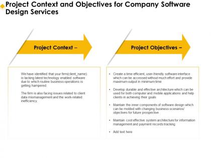 Project context and objectives for company software design services ppt inspiration