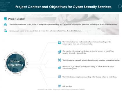 Project context and objectives for cyber security services ppt powerpoint styles