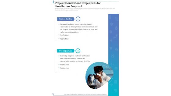 Project Context And Objectives For Healthcare Proposal One Pager Sample Example Document