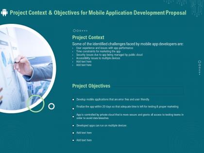 Project context and objectives for mobile application development proposal ppt layouts