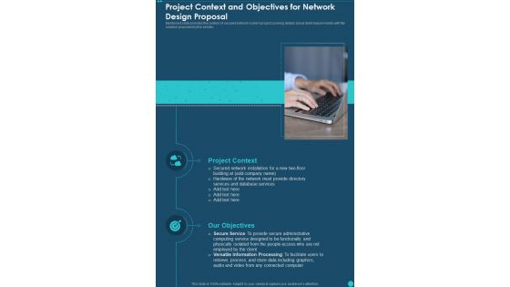 Project Context And Objectives For Network Design Proposal One Pager Sample Example Document