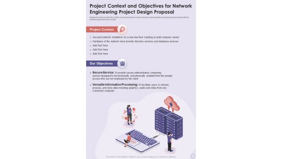 Project Context And Objectives For Network Engineering Project One Pager Sample Example Document