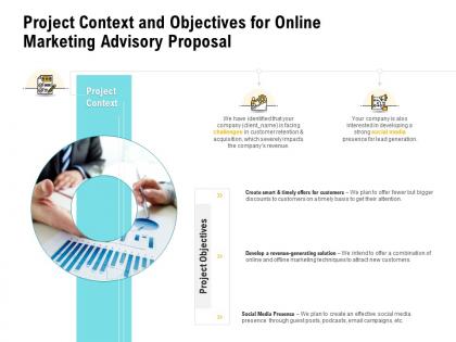 Project context and objectives for online marketing advisory proposal ppt ideas