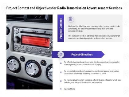 Project context and objectives for radio transmission advertisement services ppt file