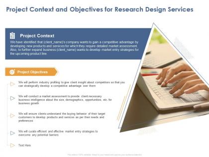 Project context and objectives for research design services ppt powerpoint example