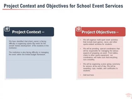 Project context and objectives for school event services ppt powerpoint presentation styles files