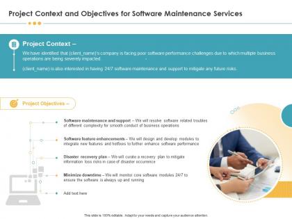 Project context and objectives for software maintenance services ppt templates