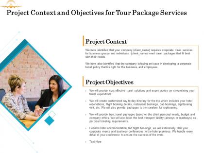 Project context and objectives for tour package services ppt powerpoint presentation