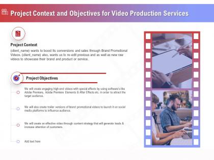 Project context and objectives for video production services ppt file example introduction