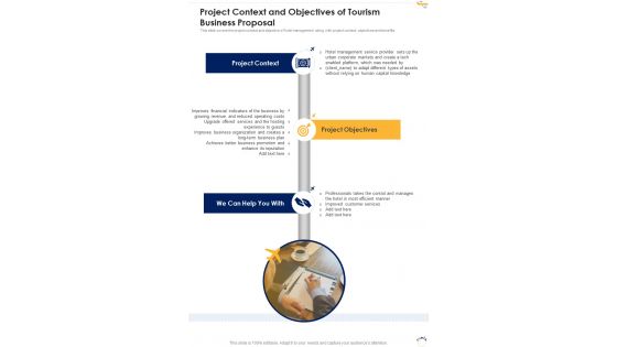 Project Context And Objectives Of Tourism Business Proposal One Pager Sample Example Document
