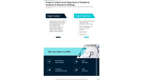 Project Context And Statistical Analysis Of Research Findings One Pager Sample Example Document