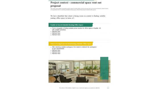Project Context Commercial Space Rent Out Proposal One Pager Sample Example Document