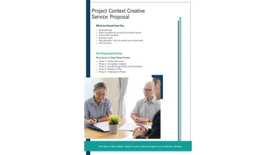 Project Context Creative Service Proposal One Pager Sample Example Document