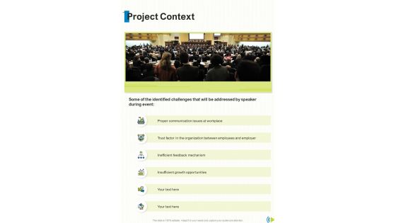 Project Context Event Announcer Proposal One Pager Sample Example Document