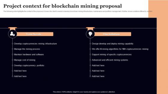 Project Context For Blockchain Mining Proposal Ppt File Graphics Example