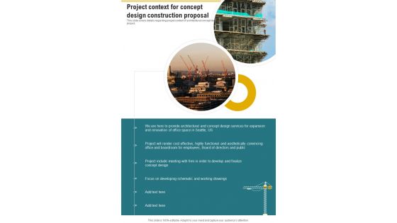 Project Context For Concept Design Construction Proposal One Pager Sample Example Document