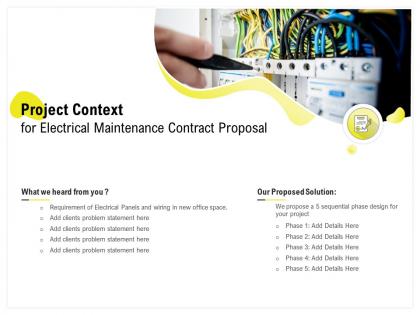 Project context for electrical maintenance contract proposal ppt powerpoint file