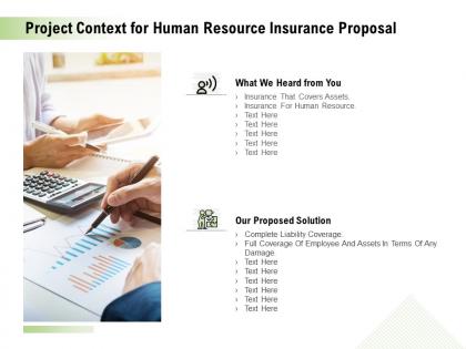 Project context for human resource insurance proposal ppt powerpoint files