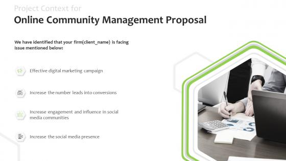 Project context for online community management proposal social media ppt slides