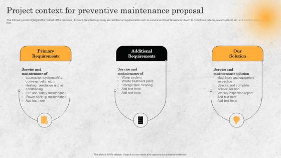 Project Context For Preventive Maintenance Proposal Ppt Ideas Design Templates
