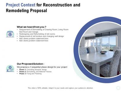 Project context for reconstruction and remodeling proposal ppt powerpoint presentation portfolio