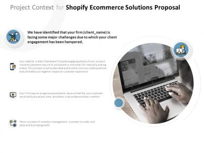 Project context for shopify ecommerce solutions proposal ppt powerpoint presentation infographic
