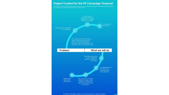 Project Context For The PR Campaign Proposal One Pager Sample Example Document