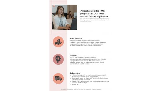 Project Context For VOIP Proposal BYOC VOIP Services For One Pager Sample Example Document