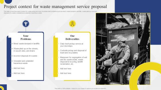 Project Context For Waste Management Service Proposal Ppt Model Templates
