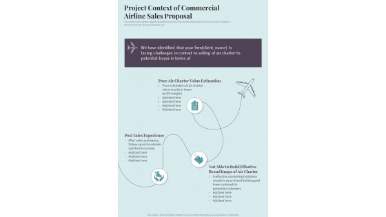 Project Context Of Commercial Airline Sales Proposal One Pager Sample Example Document