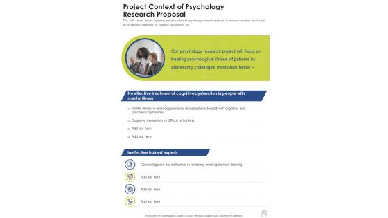 Project Context Of Psychology Research Proposal One Pager Sample Example Document