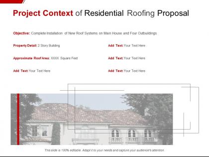 Project context of residential roofing proposal ppt powerpoint presentation show