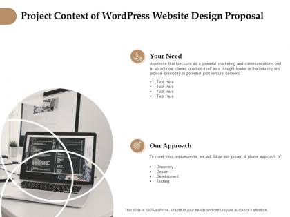 Project context of wordpress website design proposal ppt slides
