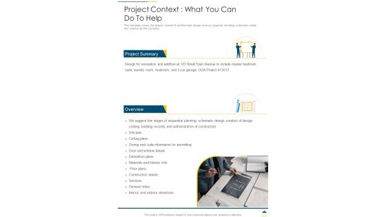 Project Context What You Can Do To Help One Pager Sample Example Document
